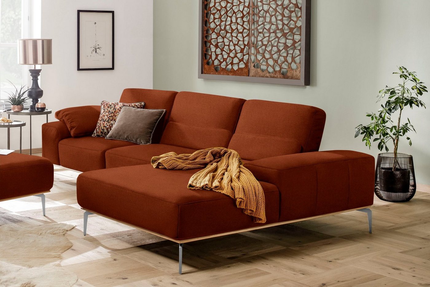 W.SCHILLIG Ecksofa run, mit elegantem Holzsockel, Füße in Chrom glänzend, Breite 319 cm von W.SCHILLIG