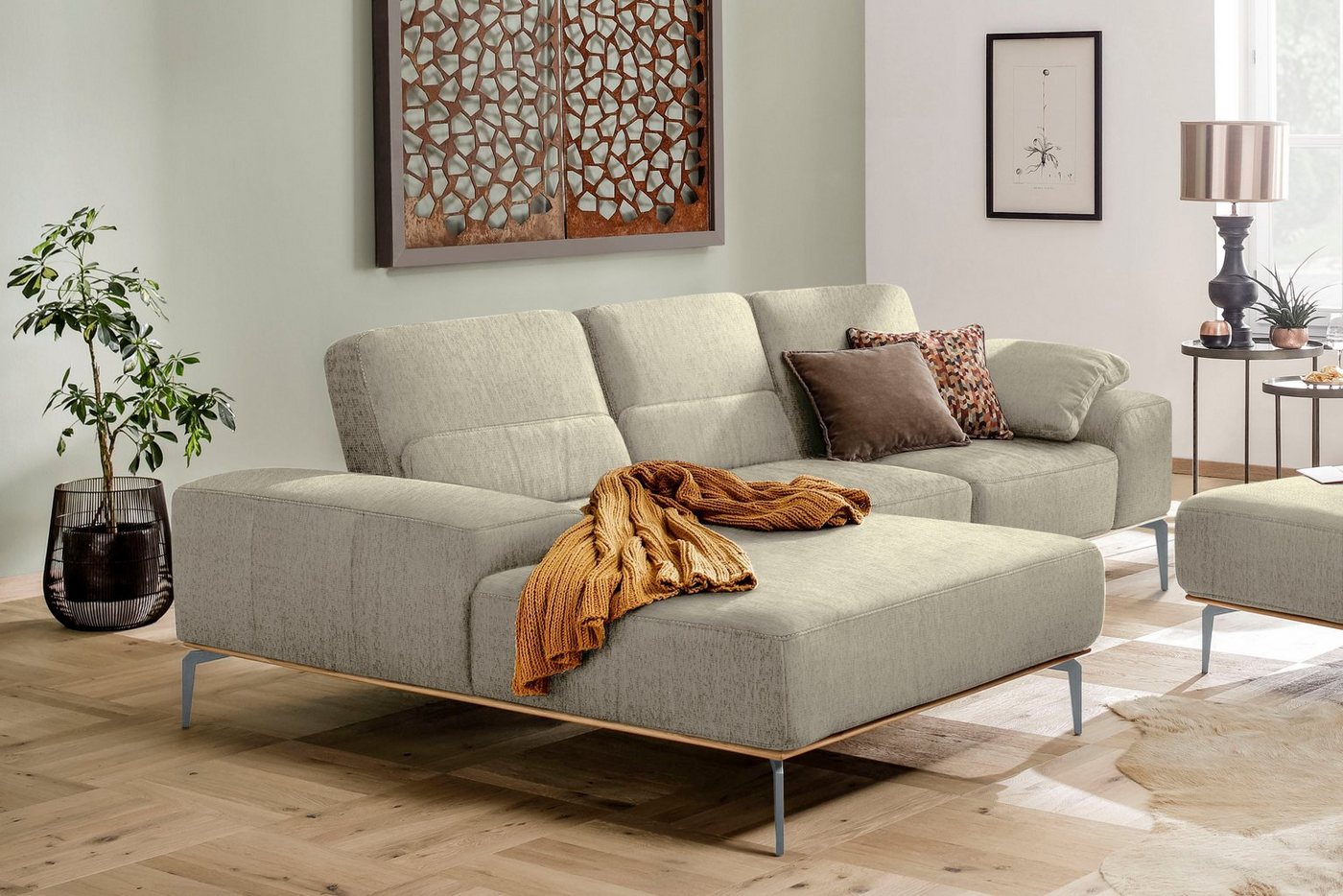 W.SCHILLIG Ecksofa run, mit elegantem Holzsockel, Füße in Silber matt, Breite 279 cm von W.SCHILLIG