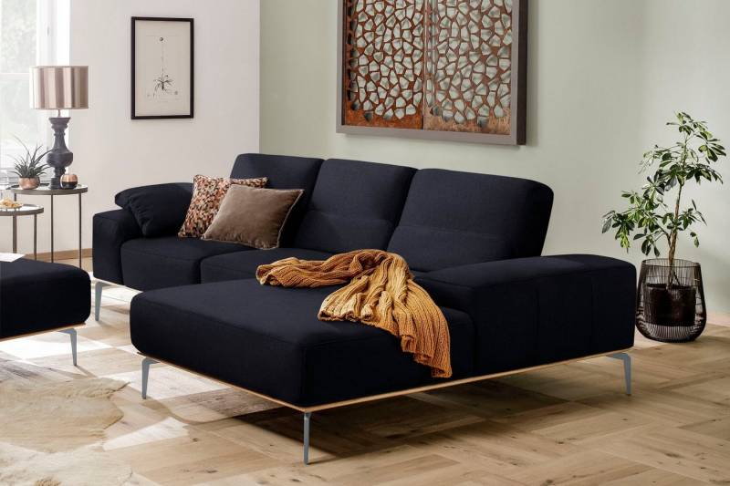 W.SCHILLIG Ecksofa run, Designsofa mit tollem Sitzkomfort, bequem, L-Form, mit elegantem Holzsockel, Füße in Silber matt, Breite 279 cm von W.SCHILLIG