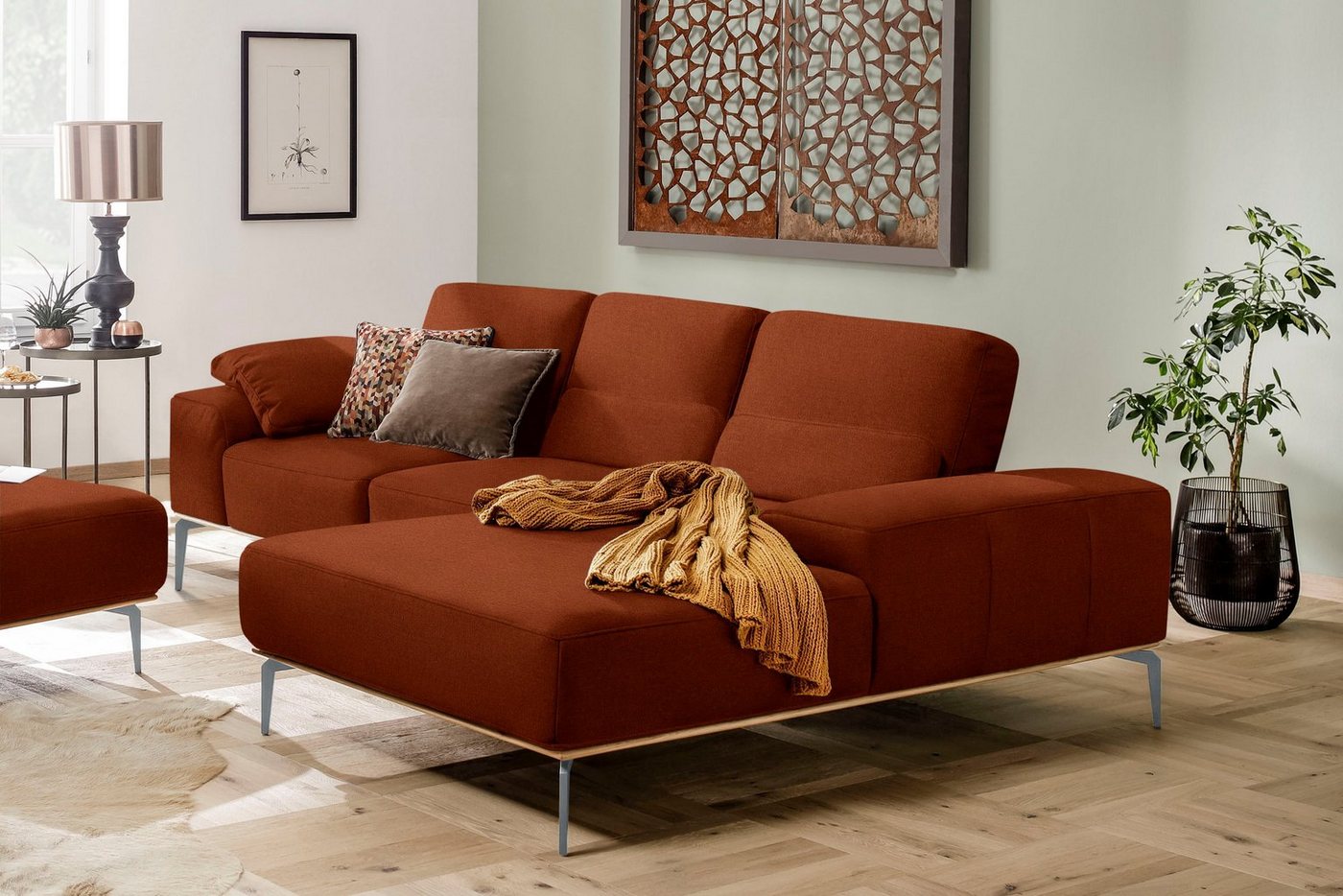 W.SCHILLIG Ecksofa run, mit elegantem Holzsockel, Füße in Silber matt, Breite 279 cm von W.SCHILLIG