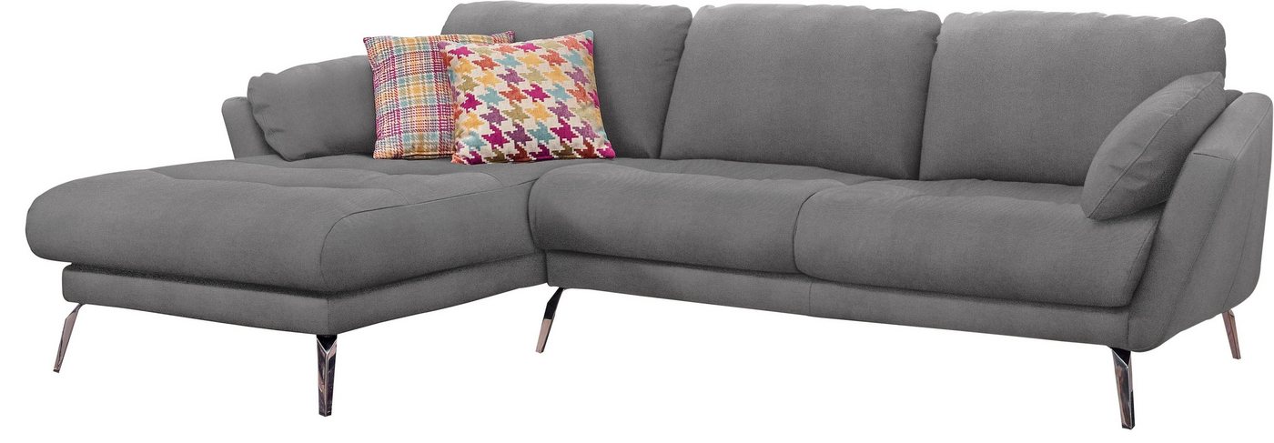 W.SCHILLIG Ecksofa softy, mit dekorativer Heftung im Sitz, Füße Chrom glänzend von W.SCHILLIG