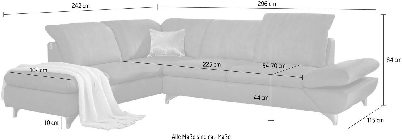 W.SCHILLIG Ecksofa taoo, mit Sitziefenverstellung & Kopfteilverstellung von W.SCHILLIG