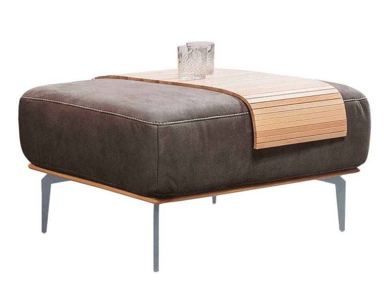 W.SCHILLIG Polsterhocker run, mit elegantem Holzsockel, Füße in Silber matt, Breite 75 cm von W.SCHILLIG