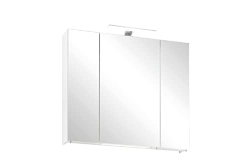 Schildmeyer Spiegelschrank 153391 Pandora, 80.0 x 16.0 x 74.4 cm, weiß Glanz, LED Beleuchtung von Schildmeyer