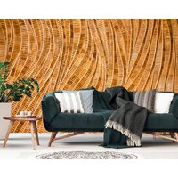 Rattan Tapete-Boho Chic Tapete-Holz Tapete-Rattan Blätter - Schälen Und Aufkleben Tapete Wandbild von W0nderw4llsBoutique