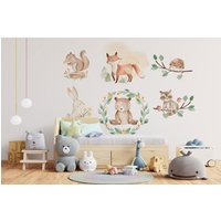 Waldtiere Kinderzimmer Wandtattoo Aufkleber, Wandbild, Aquarell Für Kinder von W0nderw4llsBoutique