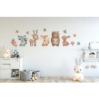 Waldtiere | Kinderzimmer Wandtattoo Aufkleber Aquarell Wandtattoos Waschbär Hirsch Fuchs Bär Hase von W0nderw4llsBoutique