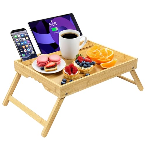 WAAYAA Bambus-Betttablett mit klappbaren Beinen, faltbarer Frühstückstisch mit abnehmbarem Medien-Schlitz, Laptop-Computer, Essen, Snack-Tablett – Natur WAAYAA Bambus-Betttablett mit klappbaren Beinen, faltbarer Frühstückstisch mit abnehmbarem Medien-Schlitz, Laptop-Computer, Essen, Snack-Tablett – Natur von WAAYAA