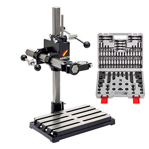 WABECO Bohrständer Fräsständer BF1240 mit Spannpratzen Satz 58-teilig, 2 Zustellachsen vertikal/horizontal Säule 500 Ausleger 350 mm Made in Germany von WABECO