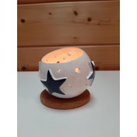 Getöpfertes Windlicht Mit Blauen Sternen von WABISABIKeramik