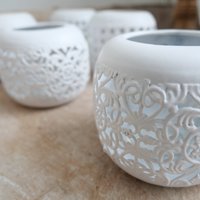 Zinn Handgemachte Weiße Teelichthalter, Kerzenhalter, Boho, Tablettfüller, Boho Dekor von WABItoSABI