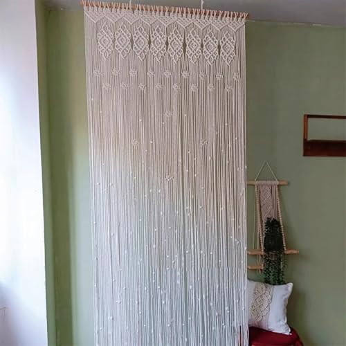 Makramee Wandbehang Boho Vorhänge,Handgemachter gewebter Makramee Türvorhang for Raumteiler,Boho Vorhänge Dekor for Schlafzimmer Wohnzimmer(120x200cm) von WABMJGW