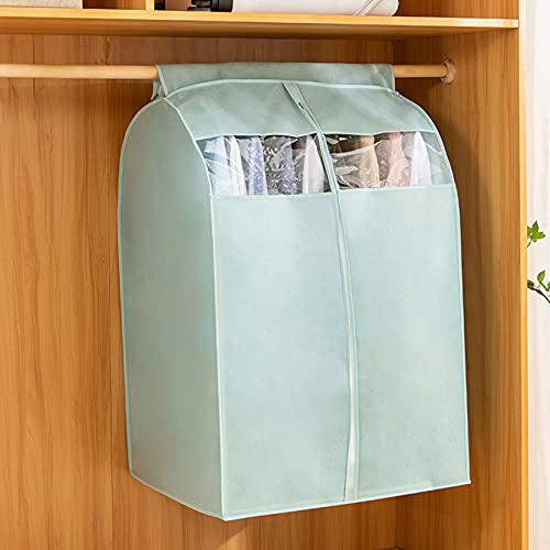 WABMJGW Kleidersack Kleidung Staubschutz 2 Stück,Kleideraufbewahrungstasche zum Aufhängen mit Reißverschluss und klarem Fenster,Non-Woven, dreidimensionale Kleidungshülle,Sky Blue-60x30x90cm von WABMJGW