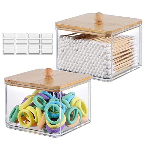 2 Stück Wattepadspender Acryl Qtip Halter Wattepads Aufbewahrung Wattestäbchen Behälter Ohrstäbchen Behälter Makeup Organizers Pad Halter Spender mit Deckeln for Bathroom Organizer von WACAR