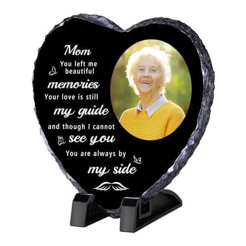 WACAR Personalisierte Gedenktafel, individueller Rahmen aus Schieferplatte mit Fototext, personalisierte Gedenkgeschenke für den Verlust eines geliebten Menschen, Friedhofsdekorationen für Grab von WACAR