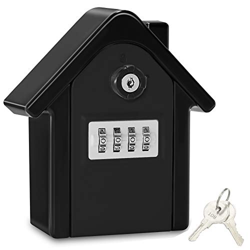 WACCET Schlüsseltresor, Schlüsselsafe mit Zahlencode außen Groß Kapazität Safe für Schlüssel, Schlüsselbox Wandmontage für Aussen Innen Garage Home Office Schlüssel (Schwarz) von WACCET