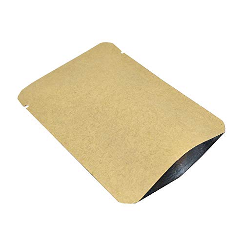 WACCOMT Pack 100 Stück Kraftpapier Vakuumverschließbare Beutel Mylar Folie Heißsiegelbeutel für Lebensmittelaufbewahrung mit Aufreißkerben 10x15cm (3.9x5.9 inch) von WACCOMT Pack