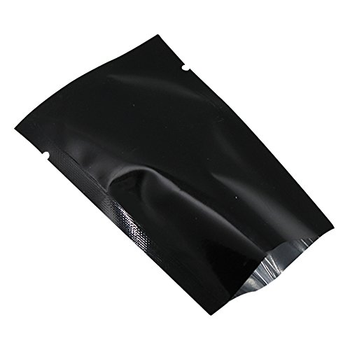 100 Stück Mylar-Beutel mit offener Oberseite aus Aluminiumfolie, Heißsiegel-Mylar-Verpackung, Vakuumbeutel für Lebensmittel, langfristige Lagerung, flache Wraps (schwarz, 9x13 cm) von WACCOMT Pack