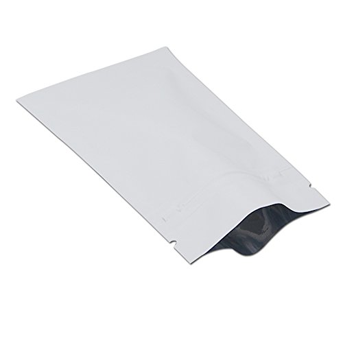 WACCOMT Pack 100 Stücke Matte Aluminiumfolie Verpackung Tasche Reißverschluss Selbstdicht Flachbeutel Lebensmittel Lagerung Geruchssicher Mylar Beutel (Matt Weiß, 8x12cm (3.1x4.7 inch)) von WACCOMT Pack