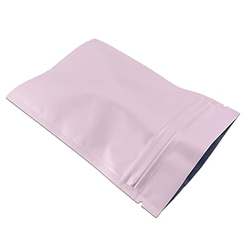 WACCOMT Pack 100 Stücke Matte Aluminiumfolie Verpackung Tasche Reißverschluss Selbstdicht Flachbeutel Lebensmittel Lagerung Geruchssicher Mylar Beutel (Matt Rosa, 10x15cm (3.9x5.9 inch)) von WACCOMT Pack
