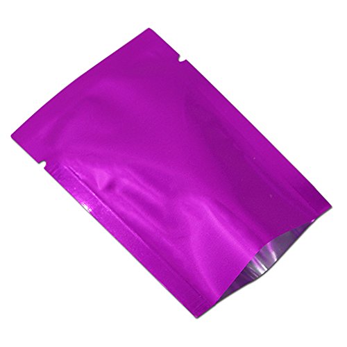 WACCOMT Pack 200 Stück Farbig Mylar Folie Obere Öffnung Versiegelbare Beutel Vakuum Heißsiegelbeutel für Lebensmittel Verpackungen mit Reißkerben (Violett, 12x18cm (4.7x7.1 inch)) von WACCOMT Pack