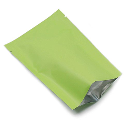 WACCOMT Pack 200 Stück Flache Open Top Mylar Beutel Vakuumversiegelbar Langfristige Aufbewahrung von Lebensmitteln Matter Folie Beutel Heißversiegelbar mit Aufreißkerbe (5x8cm(1.97x3.15inch), Grün) von WACCOMT Pack