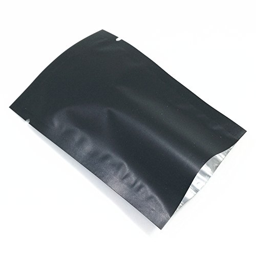 WACCOMT Pack 200 Stück Flache Open Top Mylar Beutel Vakuumversiegelbar Langfristige Aufbewahrung von Lebensmitteln Matter Beutel Heißversiegelbar mit Aufreißkerbe (5x8cm(1.97x3.15inch), Schwarz) von WACCOMT Pack