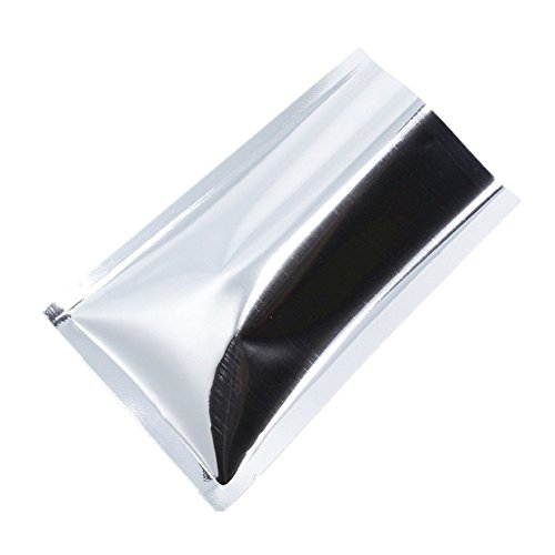 WACCOMT Pack 200 Stücke Farbig Mylar Folie Obere Öffnung Versiegelbare Beutel Vakuum Heißsiegelbeutel für Lebensmittel Verpackungen mit Reißkerben (Silber, 14x20cm (5.5x7.8 inch)) von WACCOMT Pack