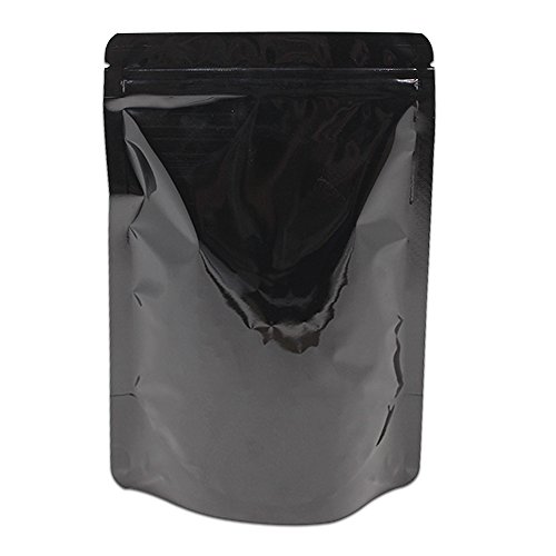 WACCOMT Pack 50 Stück Reißverschluss Mylar Beutel Aufstehen Aluminiumfolienbeutel Lebensmittel Lagerung Verpackung Geruchssichere Wiederverschließbare Säcke (14x20cm (5.5x7.8 inch), Schwarz) von WACCOMT Pack