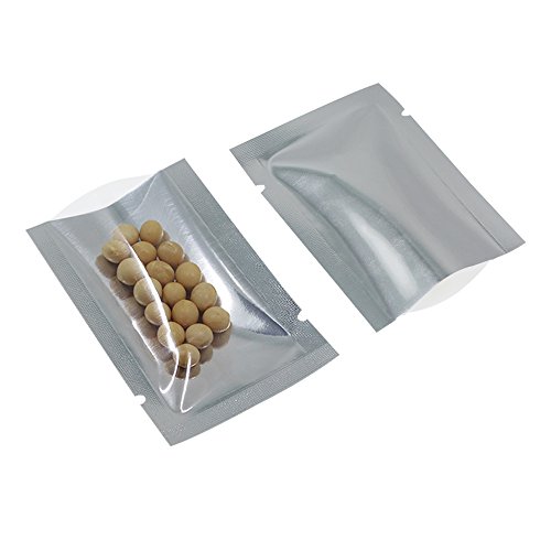 WACCOMT Pack 200 Stück Mylar Foil Open Top Vakuum Versiegelbare Beutel Lebensmittel Verpackung Aluminiumfolien Tüten mit Tear Notch Kleine Probenverpackung 8x12cm(3.1x4.7 zoll) von WACCOMT Pack