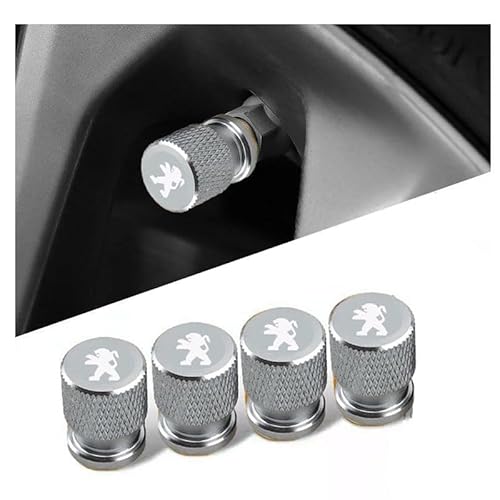 WACDXST 4 Stück Auto Ventilkappen, für Peugeot 208 2008 308 3008 508 5008 SW GT Reifenventil Kappe Staubkappen mit Dichtung Korrosionsbeständig Abnehmbar Zubehör,C von WACDXST