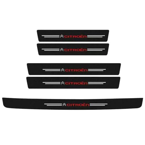 WACDXST 5 Stück Auto Einstiegsleisten Schutzfolie, für Citroen C2 C3 C4 C5 C6 C3-XR C4X C5X C5 Aircross Lackschutz Kohlefaser Aufkleber Kantenschutz Styling Tuning Zubehör von WACDXST