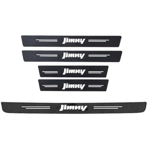 WACDXST 5 Stück Auto Einstiegsleisten Schutzfolie, für Suzuki Jimny (GJ) 2. Gen 2018 2019 2020 2021 2022 2023 Lackschutz Kohlefaser Aufkleber Kantenschutz Styling Tuning Zubehör von WACDXST