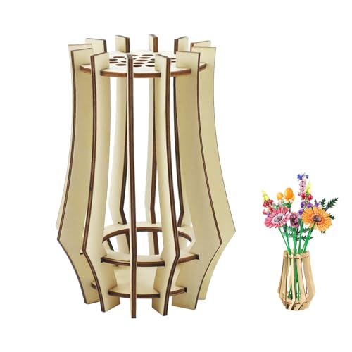 WACH AUF 1 Stück Vase für Puzzle Blumen Holzpuzzle Blumenstrauß Flasche 3D Holzblumenvase Holzvase Bausteine Blumen Holzblumenvase Blumenstrauß Baukasten Ständer Tischdekoration für Rosen Kirschblüten von WACH AUF
