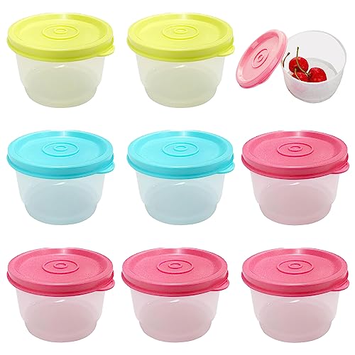 WACH AUF 12 Pcs Kleine Tupperdose Portionsbecher mit Deckel Vorratsdosen 160ml Plastikbecher Gefrierdosen Klein Transparent Dosen Behälter für Mikrowellen Gefrierfachgeeignet(3 Farben) von WACH AUF