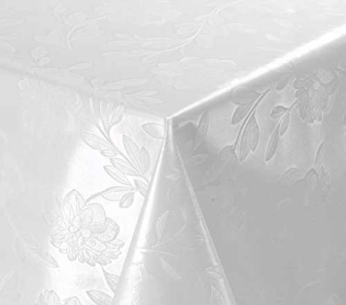 Wachstuch Tischdecken abwischbar Meterware, Größe wählbar, 180x140 cm, Relief, Blume Weiß von Wachstuch Tischdecken