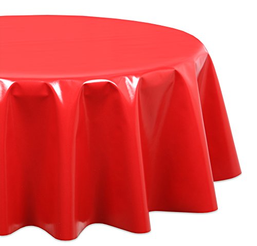 Wachstuchtischdecke OVAL RUND ECKIG Farbe u. Größe wählbar, Tischdecke Wachstuch abwischbar, Uni Einfarbig (Rund 100 cm, Rot) von WACHSTUCH Tischdecken