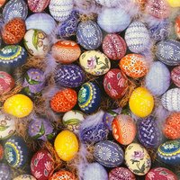 Wachstuch Tischdecke Ostern Bunte Ostereier Frühling Federn 01726-00 Größe Frei Wählbar in Eckig Rund Oval von WACHSTUCH24
