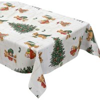 Wachstuch Tischdecke Weihnachten Christmas Time Tannenbaum Teddy C141531 Größe Frei Wählbar in Eckig Rund Oval von WACHSTUCH24
