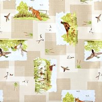 Wachstuch Tischdecke Wildmotiv Jagd Fuchs Enten Reh Fasan 670-1 Größe Frei Wählbar in Eckig Rund Oval von WACHSTUCH24