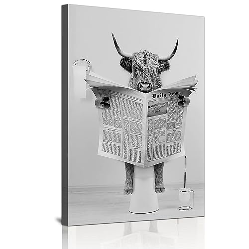 WADBTP Badezimmertierposter, Interessante Schwarz-weiße Bilder Von Kühen Und Elefanten, Wohnbaddekoration Poster, Rahmenlos (Stil 9,60X90CM) von WADBTP