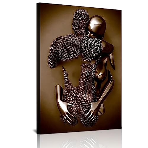 Moderne Abstrakte Romantische Metallfigur Skulptur Kunst Wandbild, Liebe 3D Effekt Umarmend Wohndekoration Plakat, Rahmenlos (Stil 13,20X30CM*1) von WADBTP