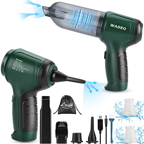 WADEO 3 IN 1 Handstaubsauger Akku, Mini-Handstaubsauger mit Starker Saugkraft Wiederaufladbar, Kabelloser Autostaubsauger mit 4 Düsen und 2 Filter, ideal für Auto Zuhause Büro von WADEO