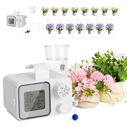 WADEO Bewässerungssystem Automatische Bewässerung Indoor, Selbstbewässerungssystem für 15 Topfpflanzen, Automatisches Tropfbewässerungskit mit programmierbarem Wassertimer, 10m Schlauch von WADEO