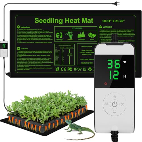 WADEO Heizmatte für Pflanzen groß, Sämlinge Heizmatte Wärmematte mit Thermostat 5°C bis 45°C, Gewächshaus Wärmematte Wasserdicht mit Timerfunktion, für Setzlingskeimung Sämling Germination, Terrarium WADEO Heizmatte für Pflanzen groß, Sämlinge Heizmatte Wärmematte mit Thermostat 5°C bis 45°C, Gewächshaus Wärmematte Wasserdicht mit Timerfunktion, für Setzlingskeimung Sämling Germination, Terrarium von WADEO