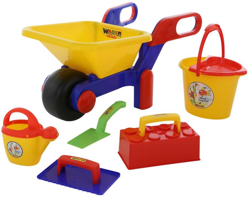 WADER QUALITY TOYS Schubkarre WADER Kinder Schubkarre Bauschubkarre 7 tlg mit Maurerwerkzeug bunt von WADER QUALITY TOYS