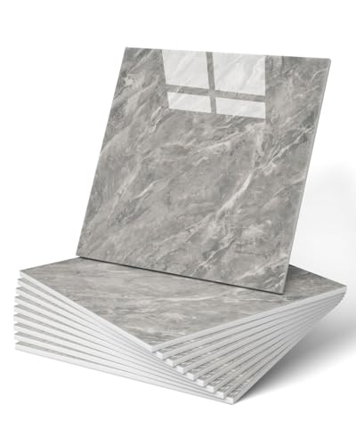 WADILE 10x Selbstklebende Marmorfliesen 30x30cm Wasserdicht für Dusche Küche Badezimmer PVC Wandpaneele Hellgrau WADILE 10x Selbstklebende Marmorfliesen 30x30cm Wasserdicht für Dusche Küche Badezimmer PVC Wandpaneele Hellgrau von WADILE