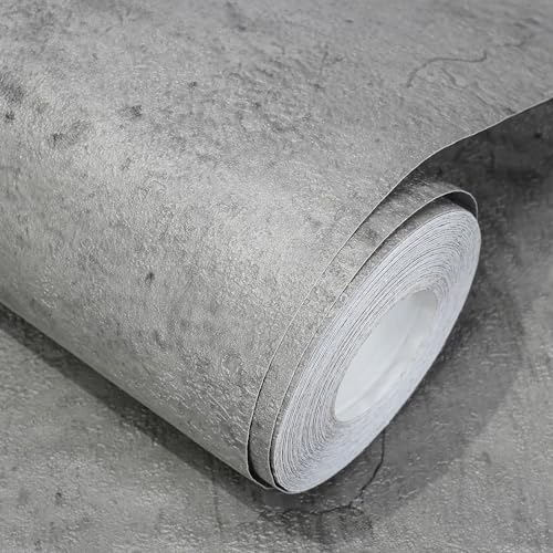WADILE Betontapete Zement-Kontaktpapier 3D Matt Strukturiert 40 x 300 cm Tapete zum Abziehen und Aufkleben, Selbstklebend Wasserdicht und Entfernbar, Hellgrau von WADILE