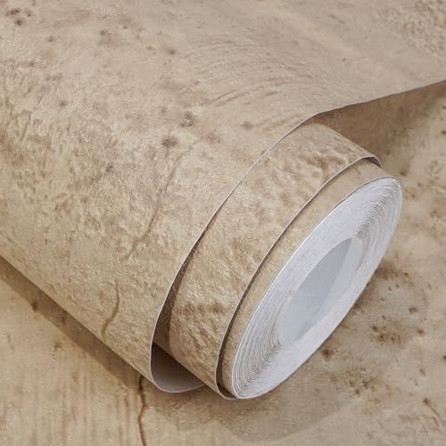 WADILE Selbstklebende Tapete, Klebefolie Betonoptik Wandtapete für Wand, Möbel, Küche – Textil Tapete Wandfolie Struktur Tapete, Dekofolie für Wohnzimmer, Schrank, und mehr, Beige, 40CM X 9M von WADILE