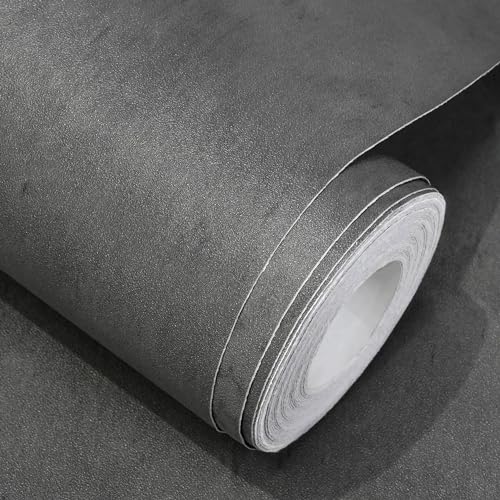 WADILE Betontapete Zement-Kontaktpapier 3D Matt Strukturiert 40 x 900 cm Tapete zum Abziehen und Aufkleben, Selbstklebend Wasserdicht und Entfernbar, Schwarz Grau von WADILE